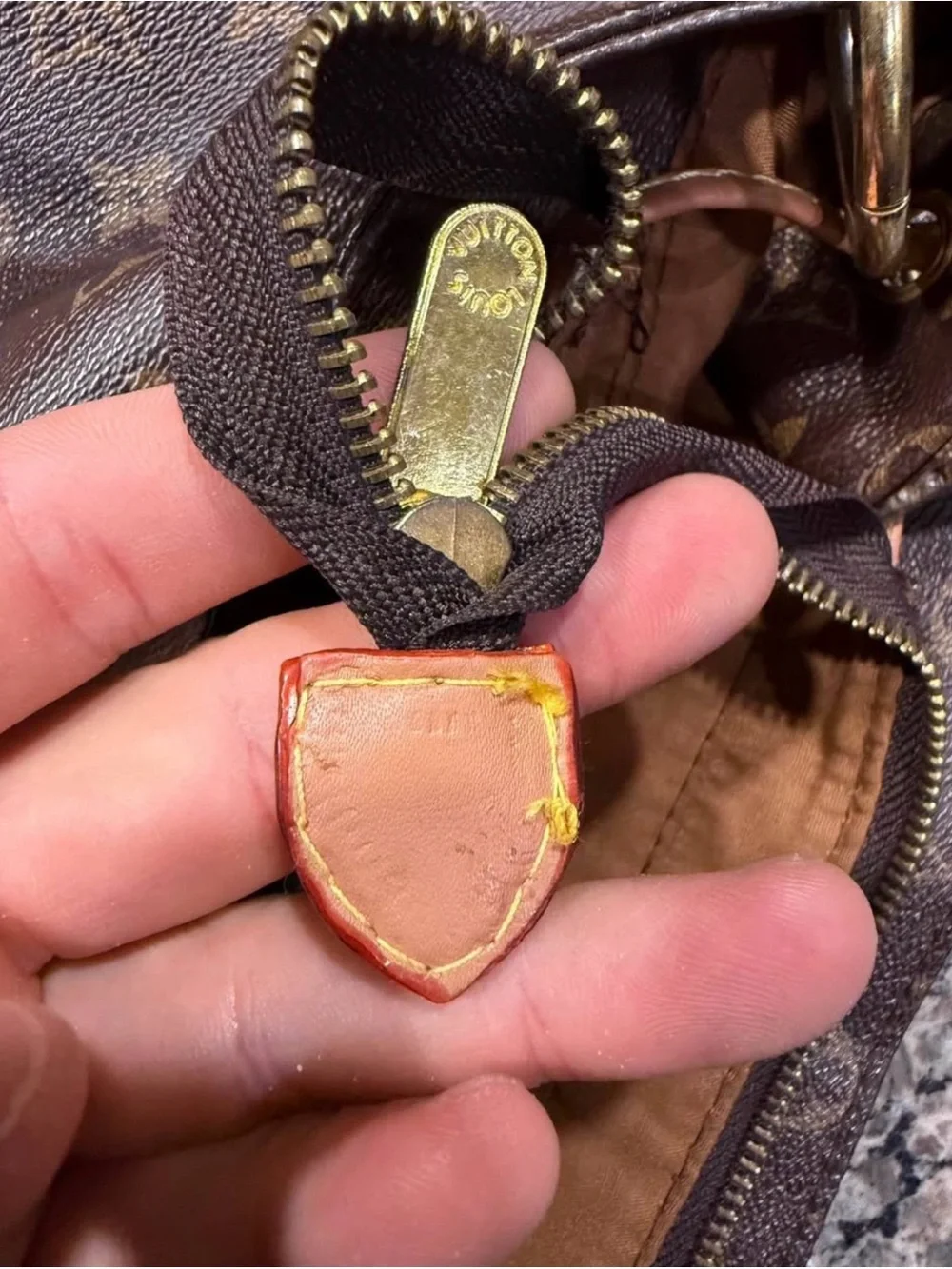 Louis Vuitton Monogram Canvas Shoulder Bag with Tan Trim
